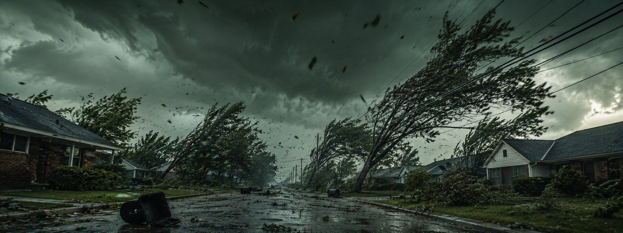 Damaging wind from a severe storm